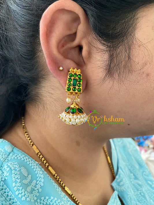 Traditional Kemp Jhumkas-Green Blue-G6868