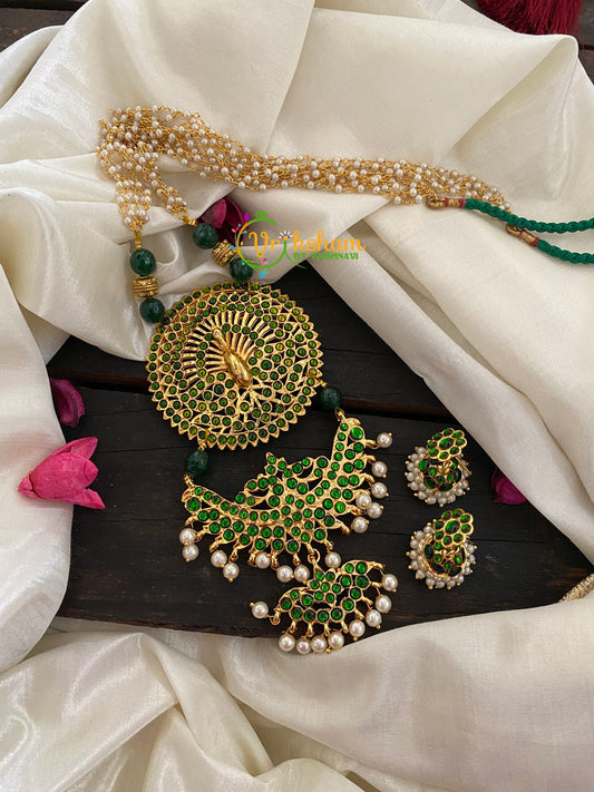 Green Kemp Pendant Pearl Malai-K041