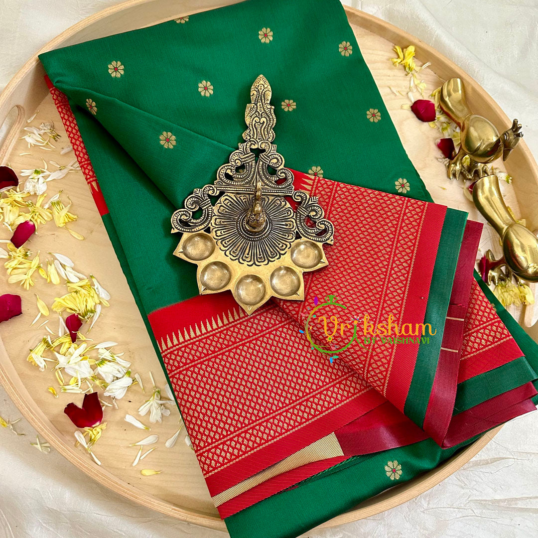 Dark Green with Red Paithani Soft Silk Saree -VS2239