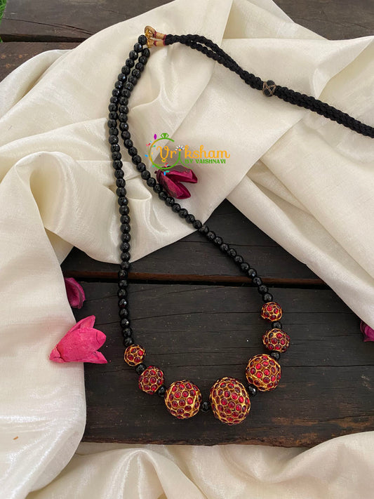 Black Bead Rudraksh Kemp Neckpiece-K037