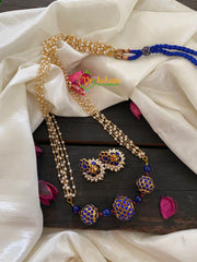 Traditional Kemp Rudraksha Pearl Mala-Blue-K014
