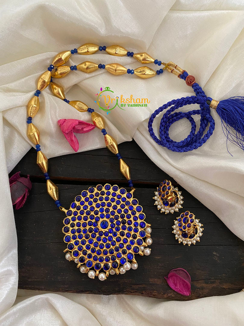 Traditional Blue Kemp Chakra Pendant Dolki Bead Neckpiece-K017