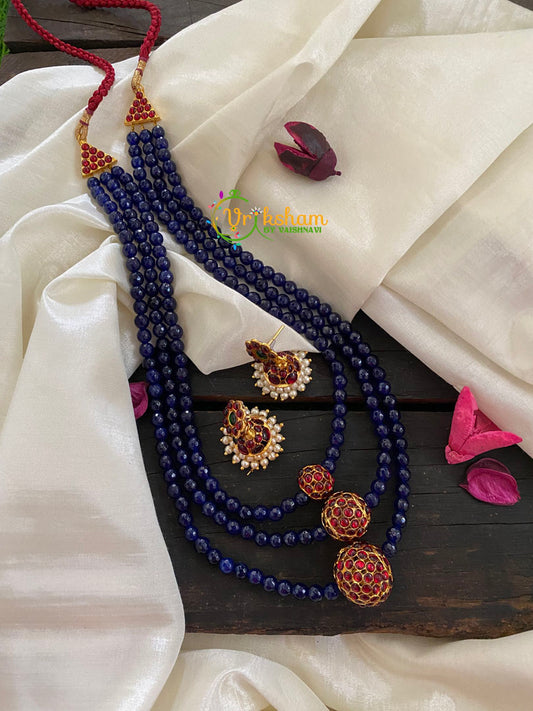 Traditional Kemp Blue Bead Layered Mala-K019