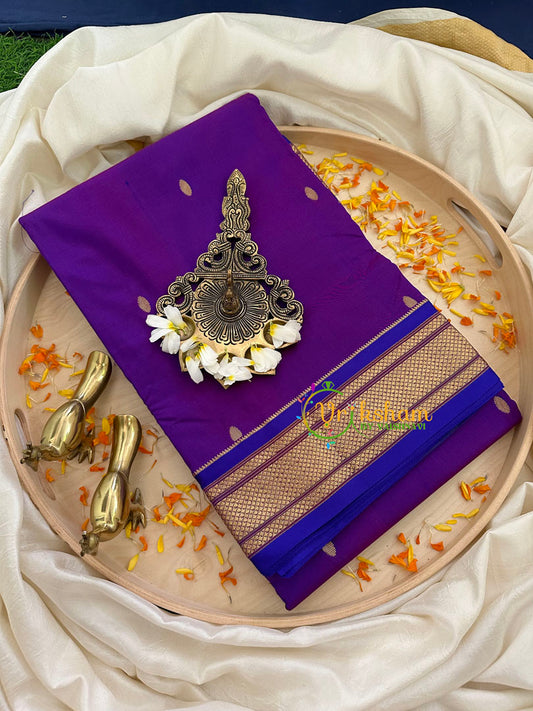 Purple Paithani Pure Silk Saree with Blue Border -VS772