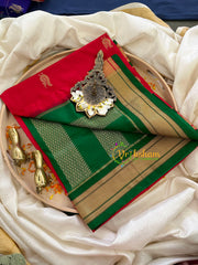 Red with Green Paithani Pure Silk Saree -VS786