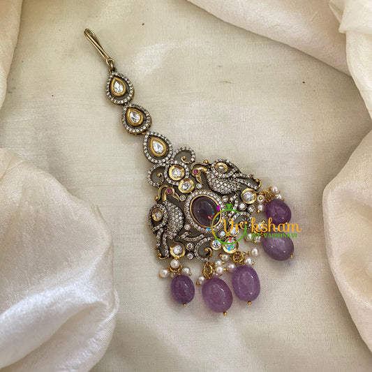 Lavender Bead Victorian Diamond Maang Tikka -VV514