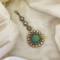 Pastel Green Victorian Diamond Maang Tikka -VV513