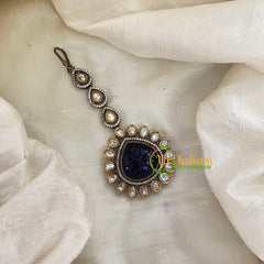 Dark Blue Victorian Diamond Maang Tikka -VV508