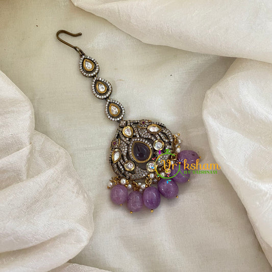 Purple Victorian Diamond Maang Tikka -Parrot -VV507