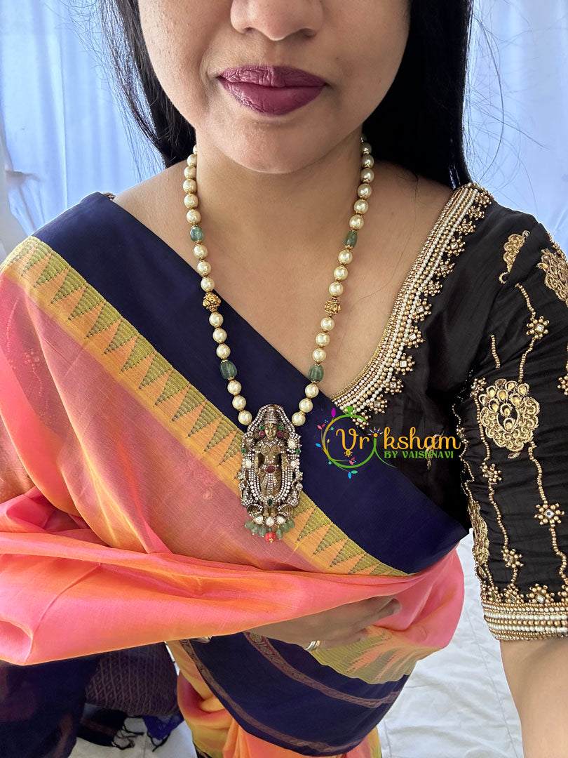 Pearls and Beads Victorian Diamond Vishnu Pendant Neckpiece-VV200