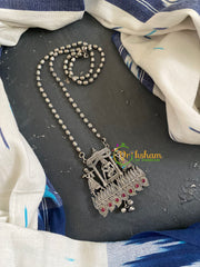 Silver Look Alike Pendant Chain -Palanquin-Red-S722