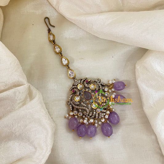 Lavender Bead Victorian Diamond Maang Tikka -VV504