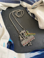 Silver Look Alike Pendant Chain -Palanquin-Red-S722