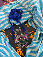 Peacock Pendant Rope Neckpiece-BLUE rope-S0260