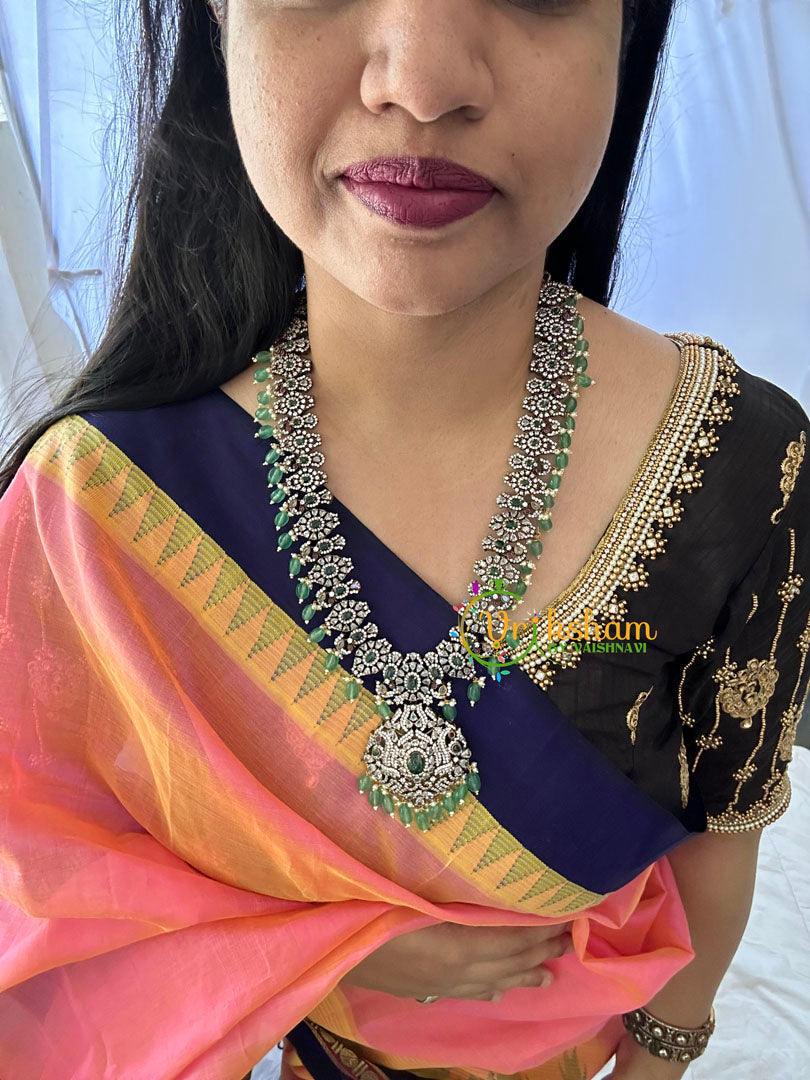 Victorian Diamond Long Neckpiece -Green -Peacock-VV159