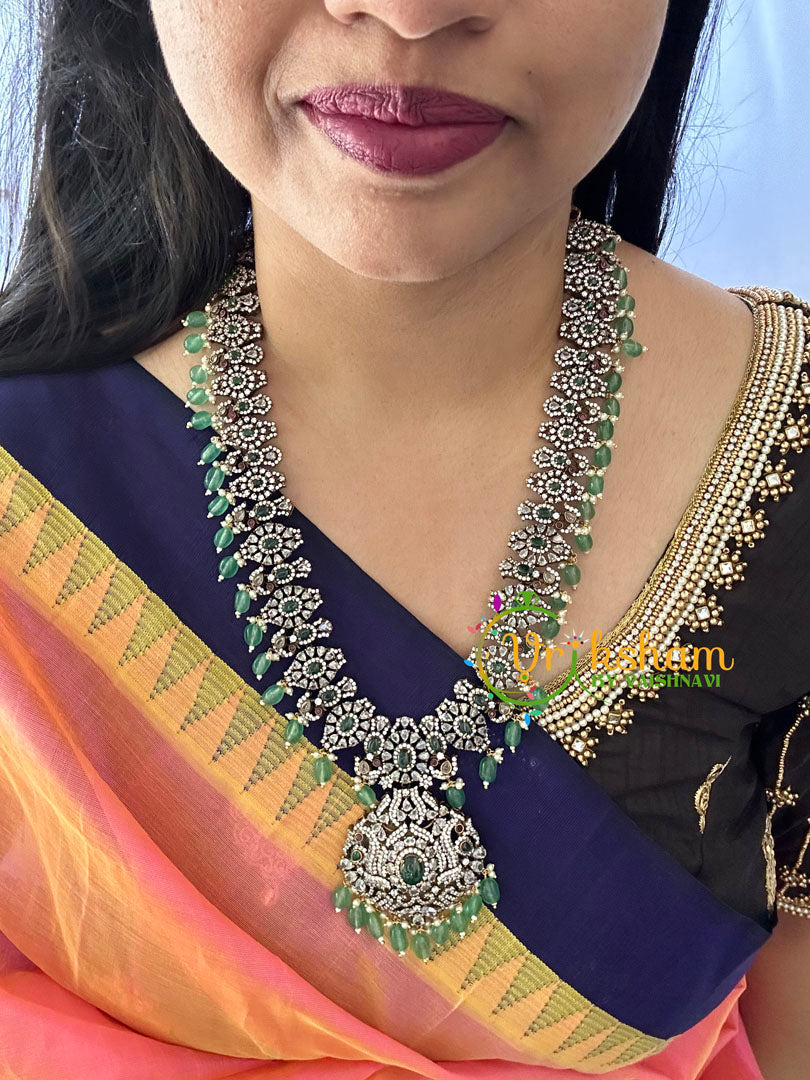 Victorian Diamond Long Neckpiece -Green -Peacock-VV159