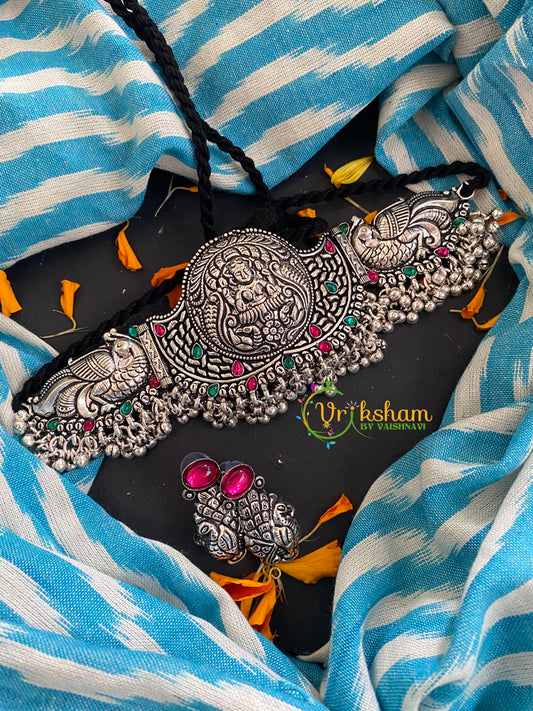 Silver Temple High Neck Choker -Lakshmi -S174