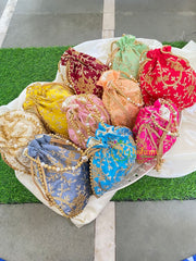 Return Gift Potli Bags -Thread Work Potli bag -6 pieces Set-RG002