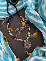 Kolhapuri Pink Green Pendant Neckpiece -S0275