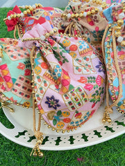 Return Gift Potli Bags -Printed Potli bag -6 pieces Set-RG005