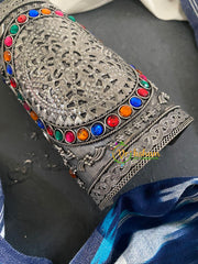 Silver Look Alike Statement Handcuff Bracelet -Multicolor circle -S754
