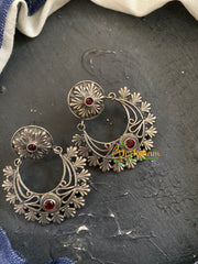 Oxidized German Silver Danglers -Red-S749