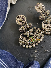 Oxidized German Silver Danglers -White-S760