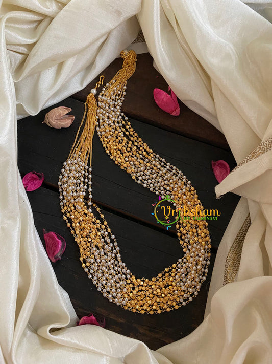 Layered Pearl and Gold Bead Malai -G4707