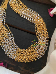 Layered Pearl and Gold Bead Malai -G4707