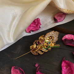 AD Stone Gold Saree Pin -The White Brooch-G5773