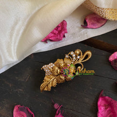 AD Stone Gold Saree Pin -Flower in Flower Brooch-G5775