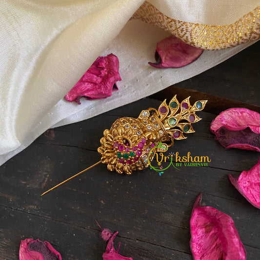 AD Stone Gold Saree Pin -The Kumbh Brooch-G5776