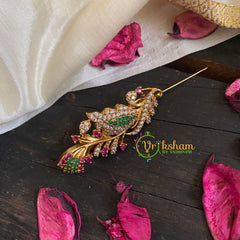 AD Stone Gold Saree Pin -The Branch Brooch-G5777