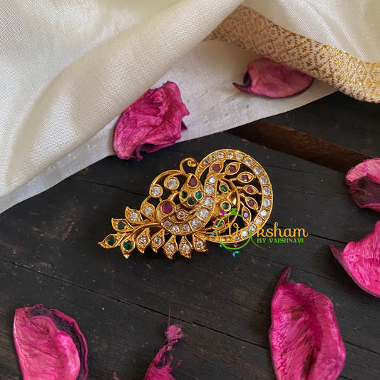 AD Stone Gold Saree Pin -The Climber Brooch-G5781