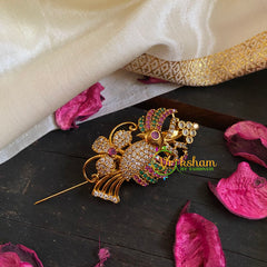 AD Stone Gold Saree Pin -The Birdie Brooch-G5784
