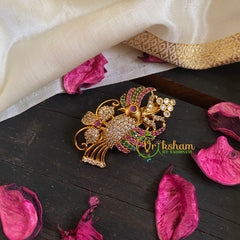 AD Stone Gold Saree Pin -The Birdie Brooch-G5784