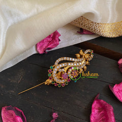AD Stone Gold Saree Pin -The Sparrow Brooch-G5785