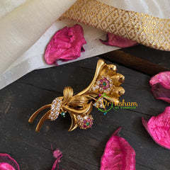 AD Stone Gold Saree Pin -The Bouquet Brooch-G5795