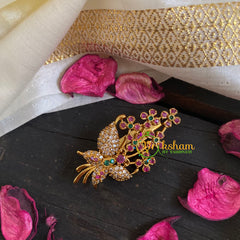 AD Stone Gold Saree Pin -The Bouquet Brooch-G5807