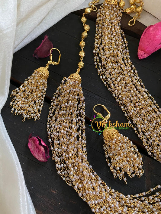 Multilayered Pearl Malai-Round Tiny Pearls-G4722