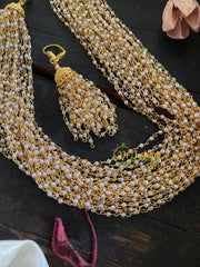 Multilayered Pearl Malai-Round Tiny Pearls-G4722