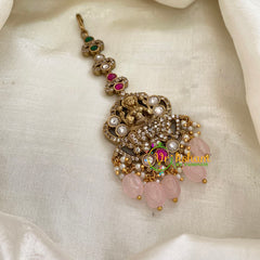 Pink Bead Victorian Diamond Lakshmi Maang Tikka -VV491