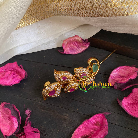 AD Stone Gold Saree Pin -The Twig Brooch-G5813