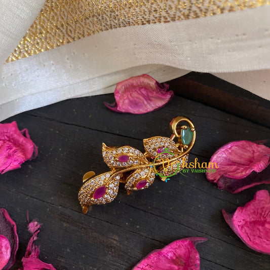 AD Stone Gold Saree Pin -The Twig Brooch-G5813