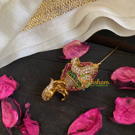 AD Stone Gold Saree Pin -The Dancing Girl Brooch-G5815