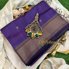 Lavender with Blue Maheshwari Silk Cotton Saree -VS1601