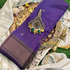 Lavender with Blue Maheshwari Silk Cotton Saree -VS1601