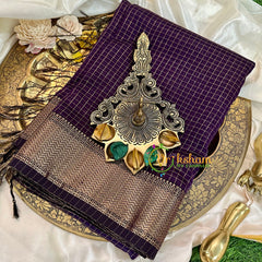 Purple Kattam Maheshwari Silk Cotton Saree -VS1606