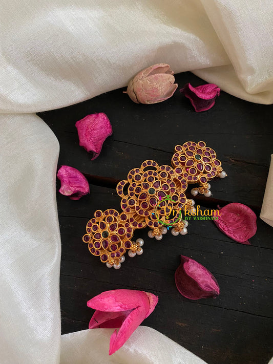 Premium Gold AD Stone Floral Hair Clip -Floral-H198