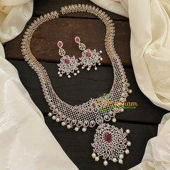 Bridal American Diamond Haram-Red-G6925